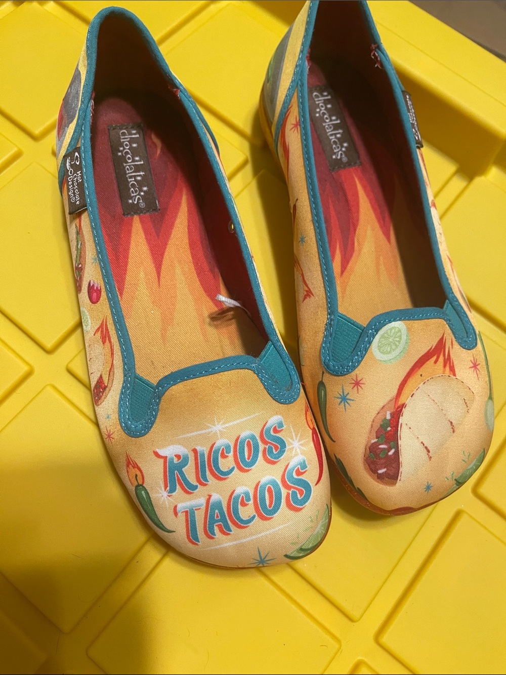 Hot Chocolate Designs Ricos Tacos 🌮 - Yellow, Teal, Red Size 37